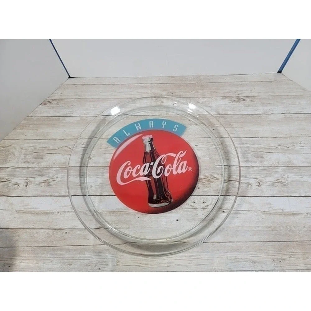 Vintage Always Coca Cola Glass Serving Tray Platter Round‎ 1993 Coke 13